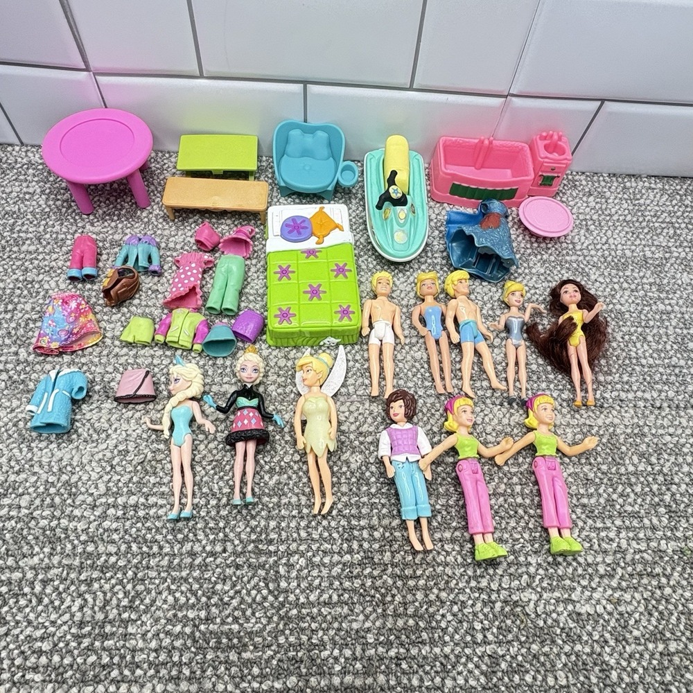 Polly Pocket VTG Rubber Clothes‎ Boys And Girls Princesses Furniture Collectible